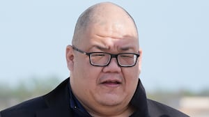 White House communications director Steven Cheung talks to reporters after arriving with Vice President JD Vance from Islamad, Pakistan, on Air Force Two, at Joint Base Andrews, Maryland, on April 12, 2026.