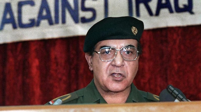 Mohammad Said al-Sahhaf, better known by his nickname 'Baghdad Bob.' (Photo by KARIM SAHIB/AFP via Getty Images).