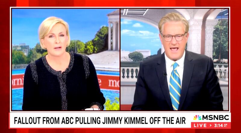 Joe Scarborough criticized MAGA attacks on free speech on ‘Morning Joe’ after Jimmy Kimmel’s show was pulled from the air.