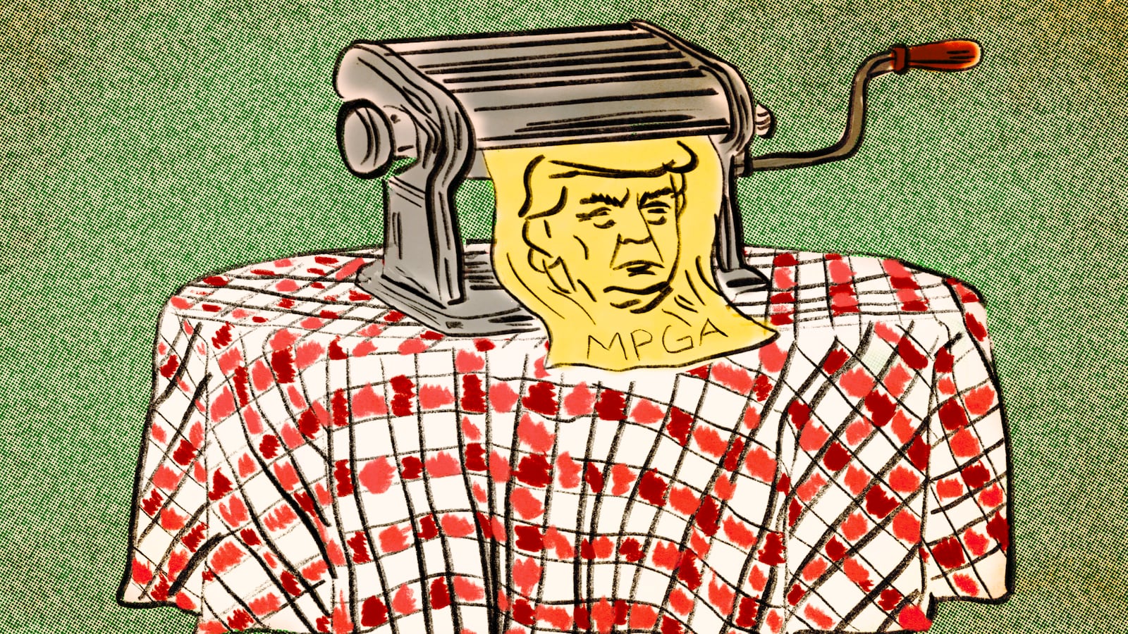 Donald Trump, pasta illustration
