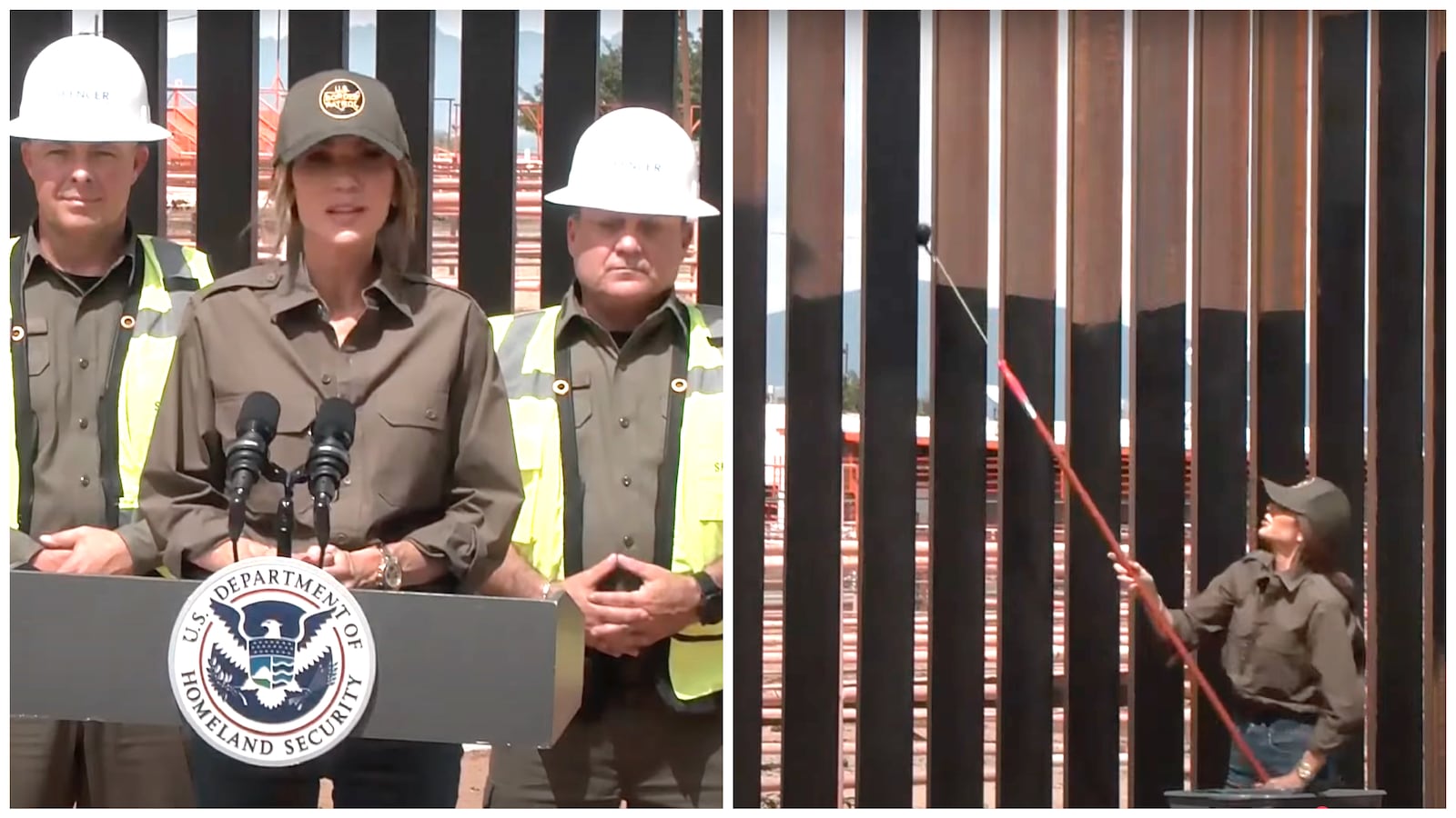 Kristi Noem announced that Trump’s border wall would be painted black at a news conference.