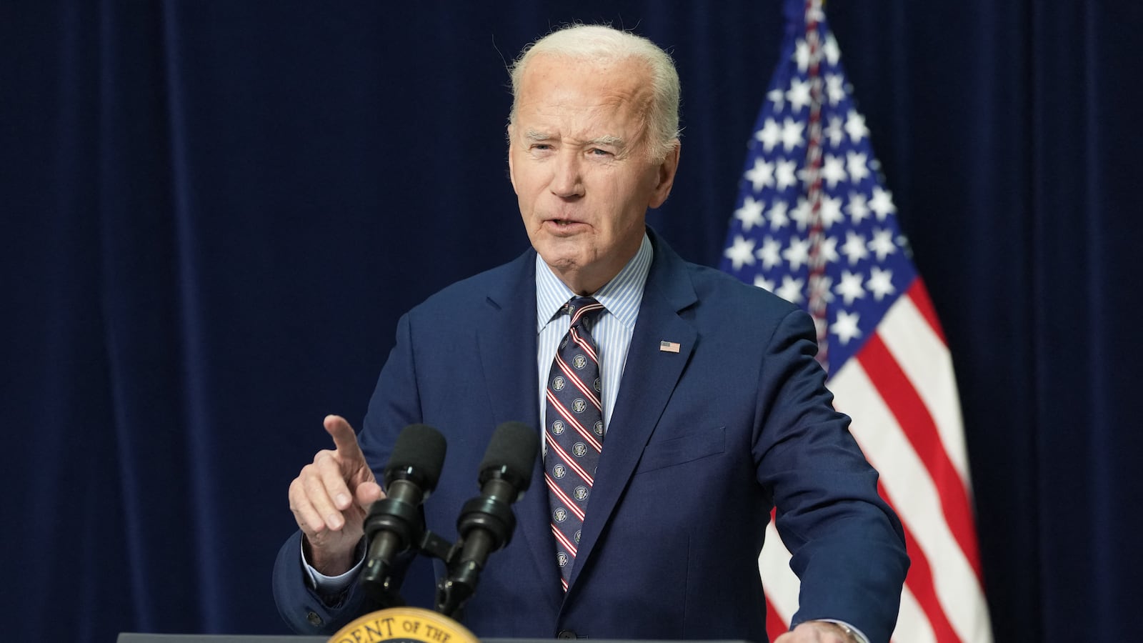 US President Joe Biden makes a statement about the terrorist attack in New Orleans on Bourbon Street from Camp David, Maryland, on January 1, 2025. The FBI identified Shamsud-Din Jabbar, who is a US citizen and Army veteran, as the man who slammed a pickup truck flying an Islamic State flag into a crowd of New Year revelers in New Orleans on Wednesday, killing at least 10 people and wounding more than 35. (Photo by Chris KLEPONIS / AFP) (Photo by CHRIS KLEPONIS/AFP via Getty Images)