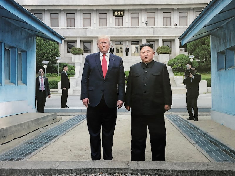 North Korean leader Kim Jong Un and U.S. President Donald Trump meet