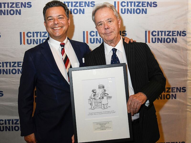 John Avlon presents Michael Daly of the Daily Beast with the Searchlight Award.