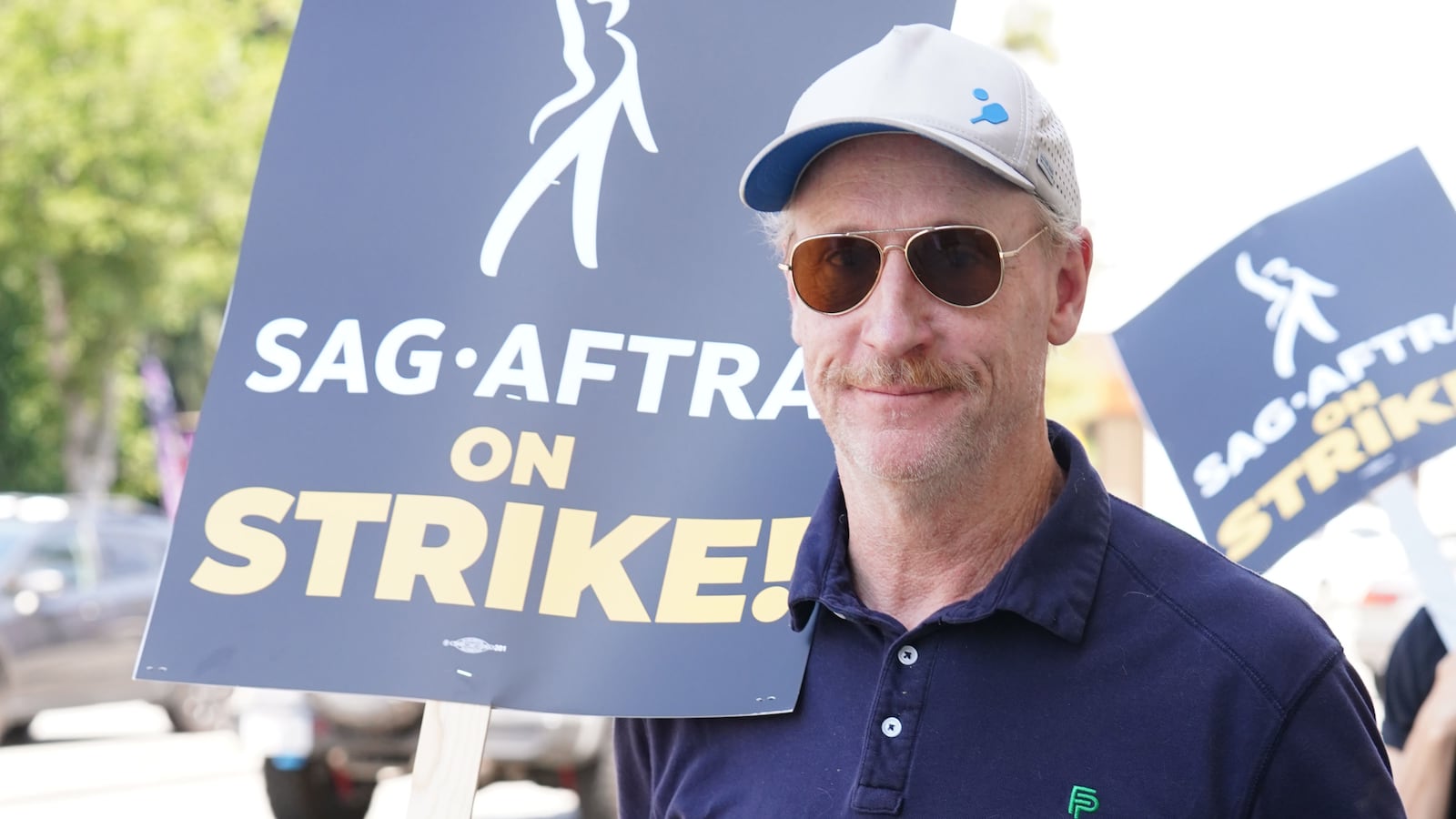 Matt Walsh walks the picket line in support of the SAG-AFTRA and WGA strike