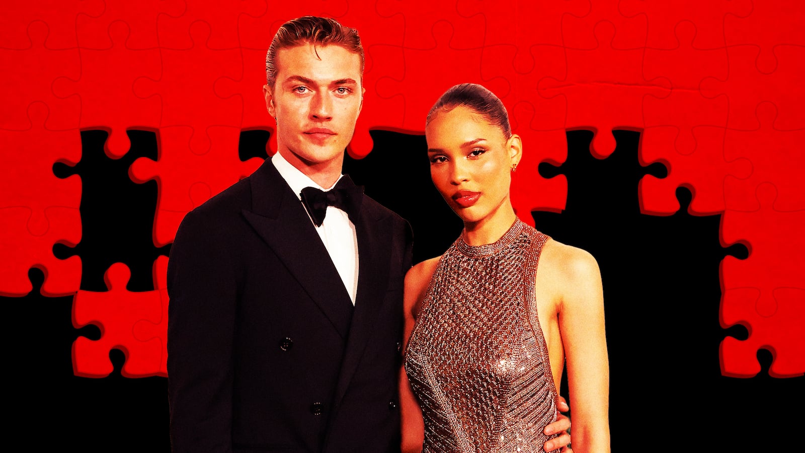 A photo illustration of Lucky Blue Smith and Nara Azizia Smith.