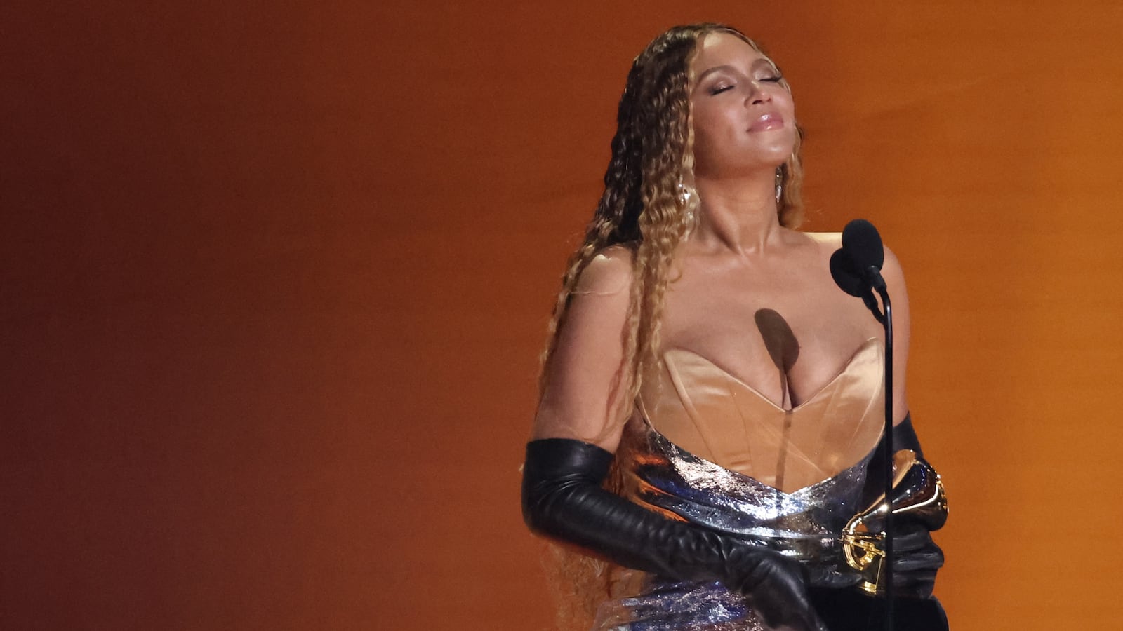 Beyonce accepts the award for Best Dance/Electronic Music Album for "Renaissance".