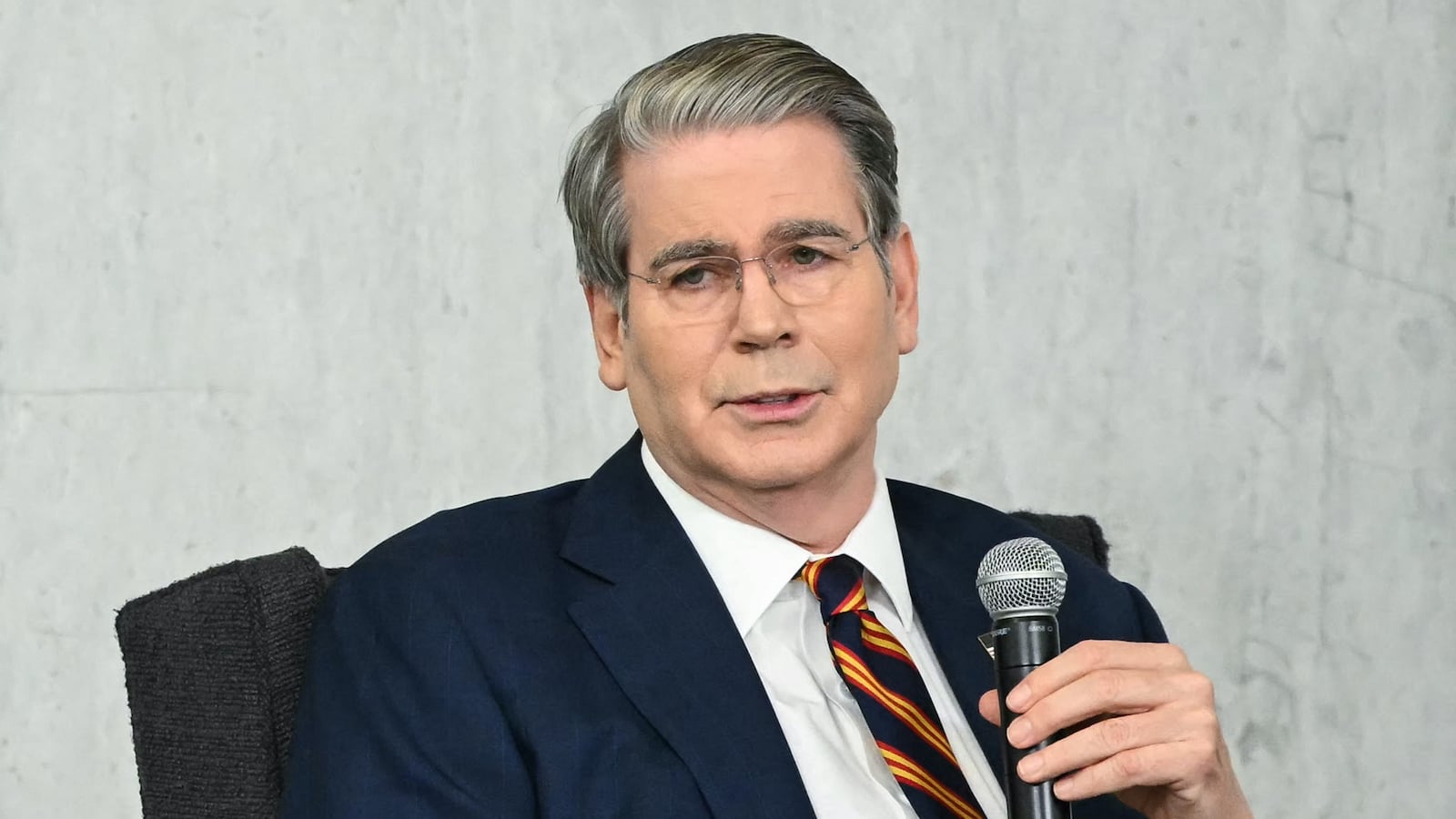 US Secretary of Treasury Scott Bessent speaks at the Federal Reserve Board's Community Bank Conference at the Federal Reserve Board headquarters in Washington, DC, on October 9, 2025.