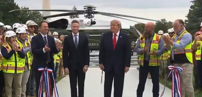 The president's ribbon cutting ceremony didn't go according to plan.