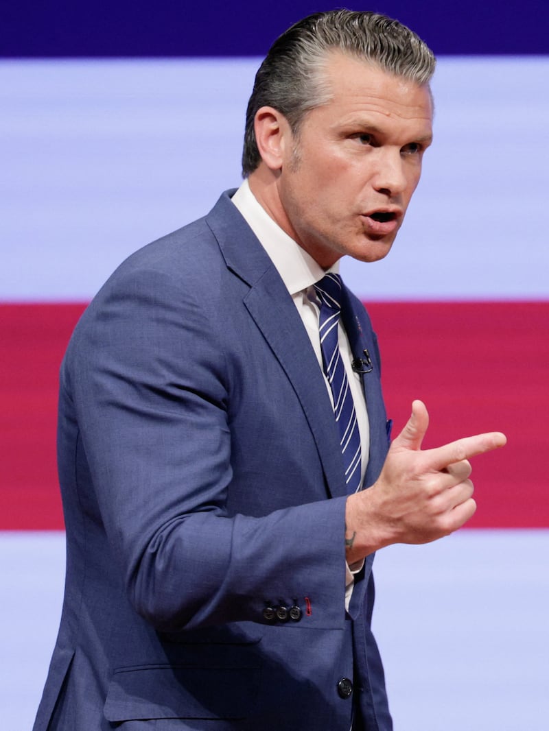 US Defense Secretary Pete Hegseth delivers his 2026 "State of the Force" address to US junior officers and enlisted leaders at Marine Corps Base Quantico in Quantico, Virginia, US, September 30, 2026. REUTERS/Evan Vucci/Pool