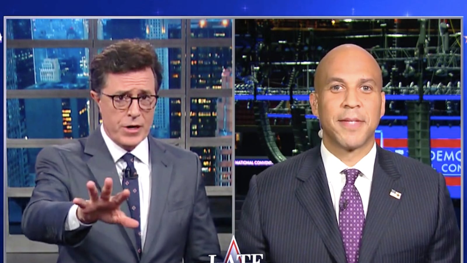 articles/2016/07/27/cory-booker-defends-bernie-supporters-at-dnc-they-re-not-being-ridiculous/160727-wilstein-colbert-booker-tease_hpigpd