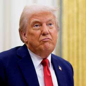 U.S. President Donald Trump gestures while speaking during an executive order signing event in the Oval Office of the White House on March 31, 2025 in Washington, DC.