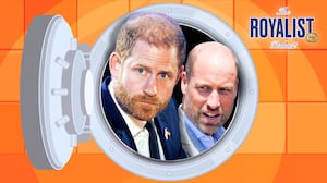 A photo illo illustration of Prince Harry and Prince William for The Royalist podcast.