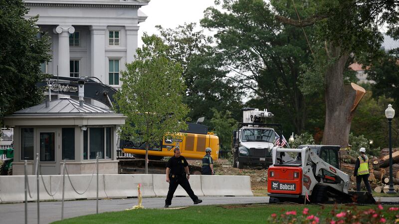 Construction continues on U.S. President Donald Trump's ballroom extension at the White House on September 16, 2025 in Washington, DC.