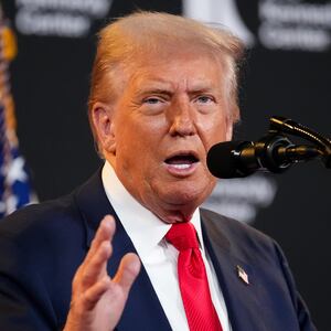 WASHINGTON, DC - AUGUST 13: U.S. President Donald Trump speaks during an event at the Kennedy Center on August 13, 2025 in Washington, DC. Trump announced country music artist George Strait, actor Michael Crawford, actor Sylvester Stallone, singer Gloria Gaynor and members of the rock band Kiss as the first nominees of the annual Kennedy Center Honors since taking control of the center’s board earlier this year. (Photo by Andrew Harnik/Getty Images)