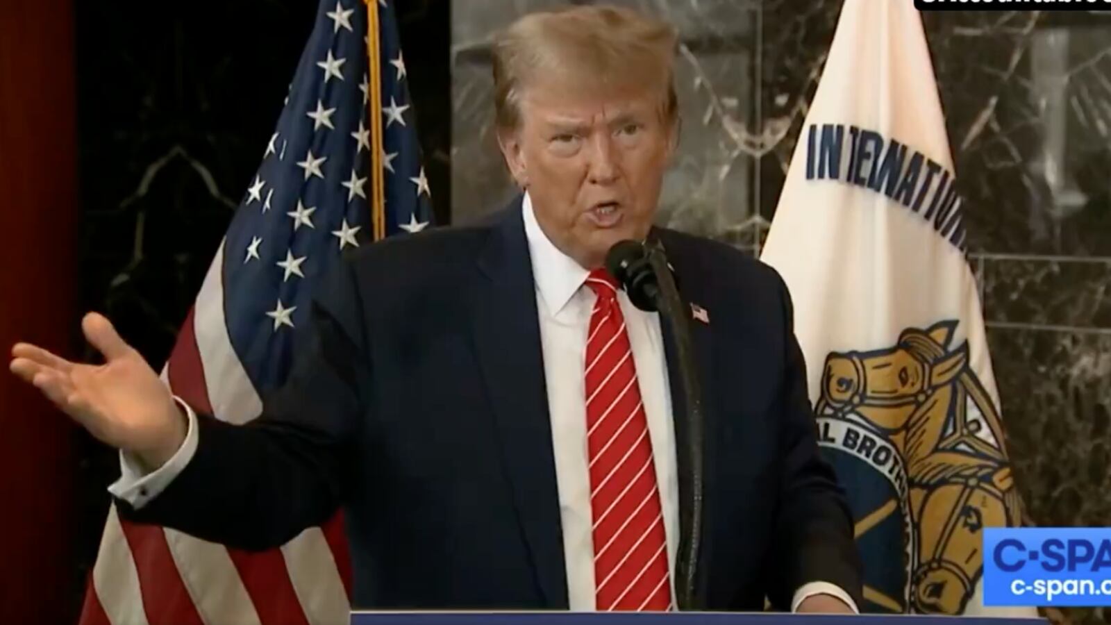 Donald Trump at a press conference.