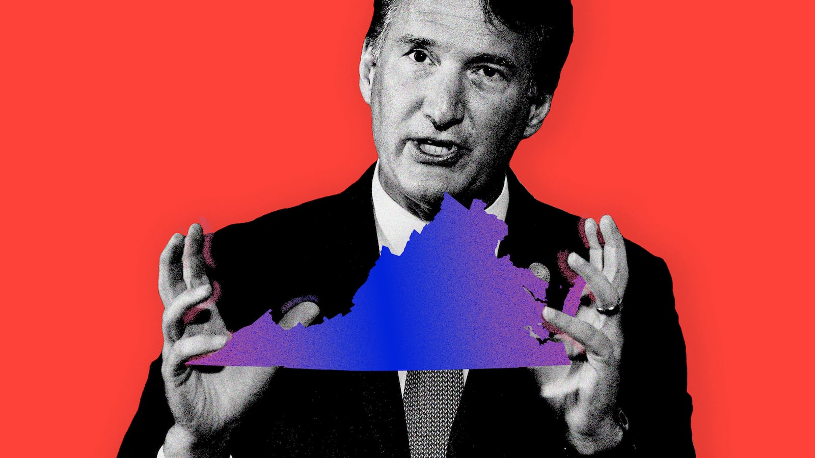 A photo illustration showing Gov. Glenn Youngkin and Virginia.