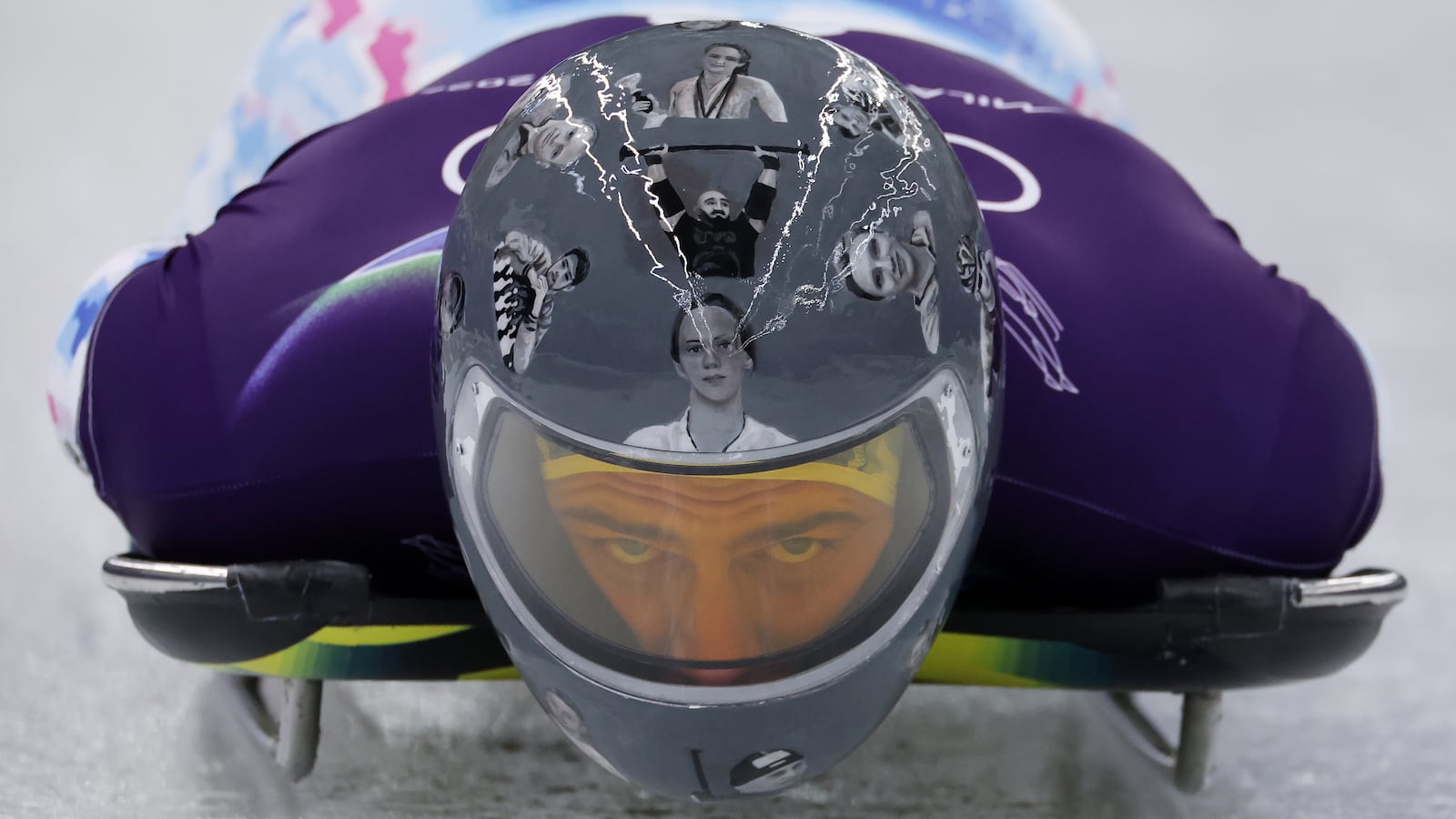 CORTINA D'AMPEZZO, ITALY - FEBRUARY 10: Vladyslav Heraskevych of Team Ukraine participates during Men's Training Heat 3 on day four of the Milano Cortina 2026 Winter Olympic games at Cortina Sliding Centre on February 10, 2026 in Cortina d'Ampezzo, Italy. (Photo by Al Bello/Getty Images)