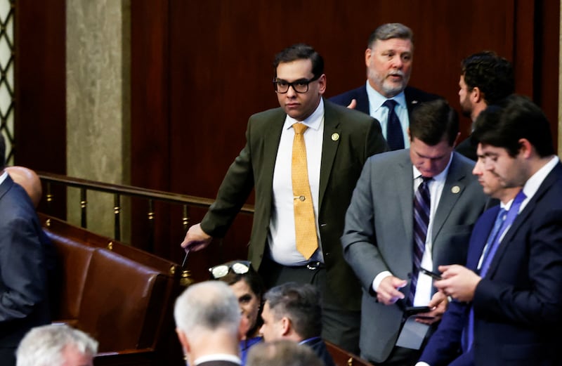 U.S. Rep. George Santos enters the House Chamber to vote on Capitol Hill in Washington, U.S., May 11, 2023.