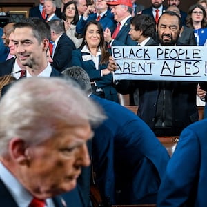 Rep. Al Green protests as President Donald Trump arrives to deliver the State of the Union address during a joint session of Congress at the Capitol on February 24, 2026