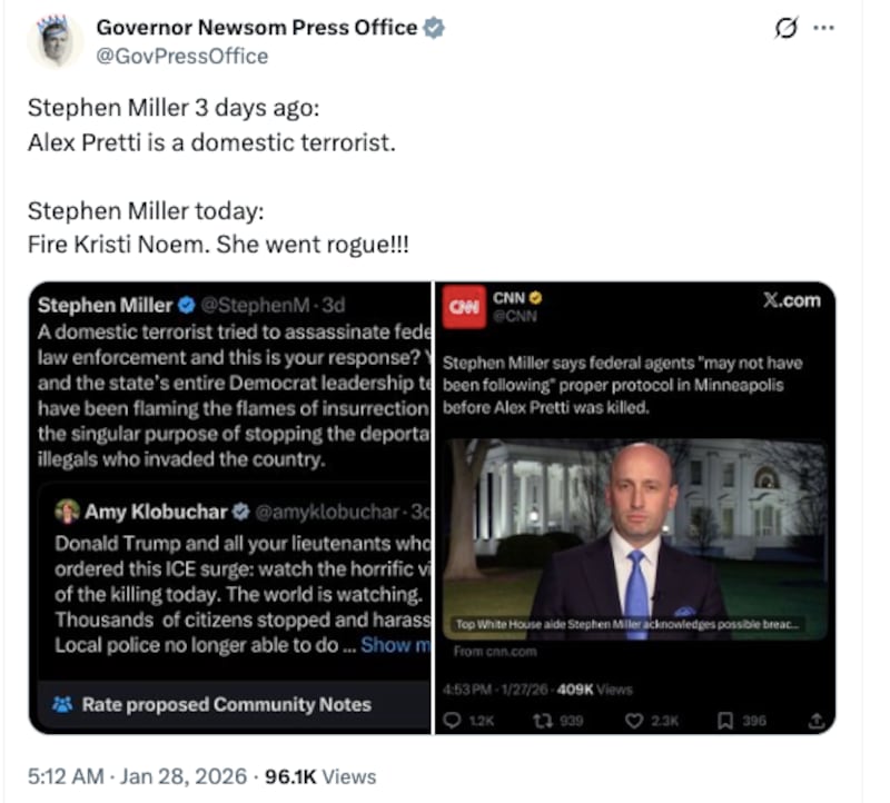 X/Gavin Newsom Press Office