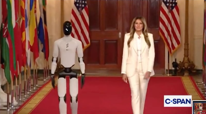Kimmel also mocked Melania Trump's walk with a robot.