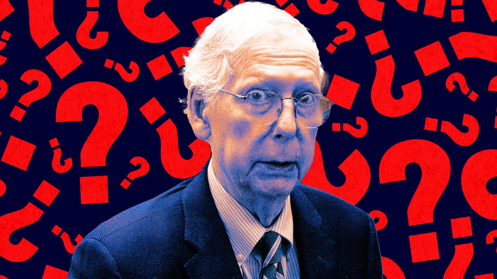 A photo illo illustration of Mitch McConnell.