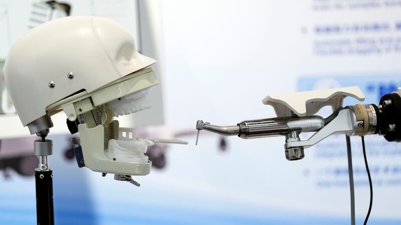 Health care robots are on display at the Robot Mall, world's first embodied intelligent robot 4S store, on August 6, 2025 in Beijing, China. A robot-themed restaurant and the world's first humanoid smart robot 4S store will officially open on Aug 8 in Beijing E-Town, an economic and technological development area in the southeast of the capital, coinciding with the launch of the 2025 World Robot Conference.