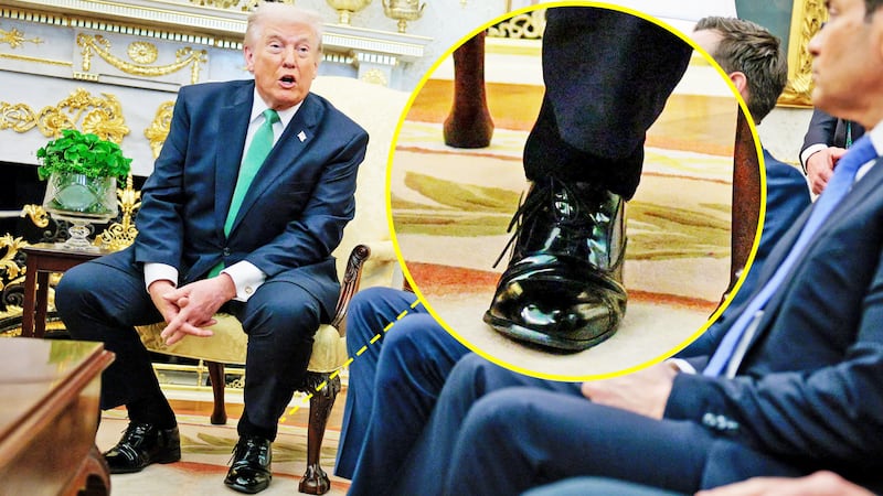 A photo composite of Donald Trump and his cankles.