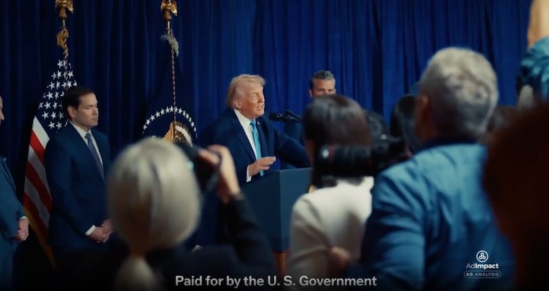 The commercial says it was paid for by the U.S. government—which is funded by the U.S. taxpayer.