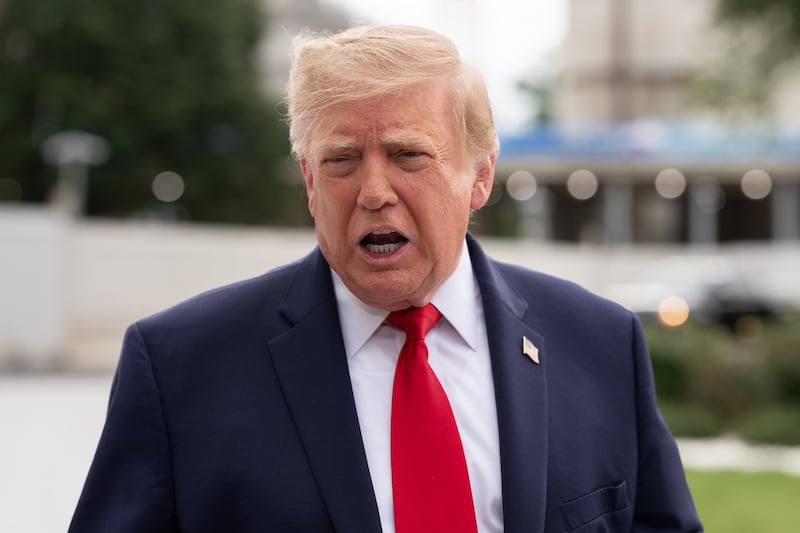 U.S. President Donald Trump speaks to the media on the South Lawn of the White House on September 26, 2026, in Washington, DC.