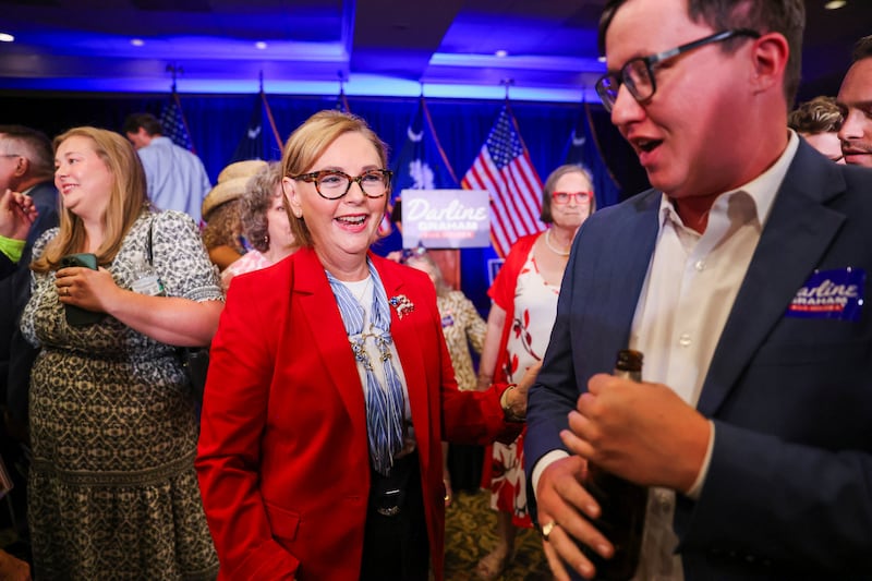 Cook Political Report shifted the South Carolina Senate race from "Solid Republican" to "Likely Republican" as Senator Darline Graham, pictured celebrating her GOP runoff win,  seeks a full six-year term.