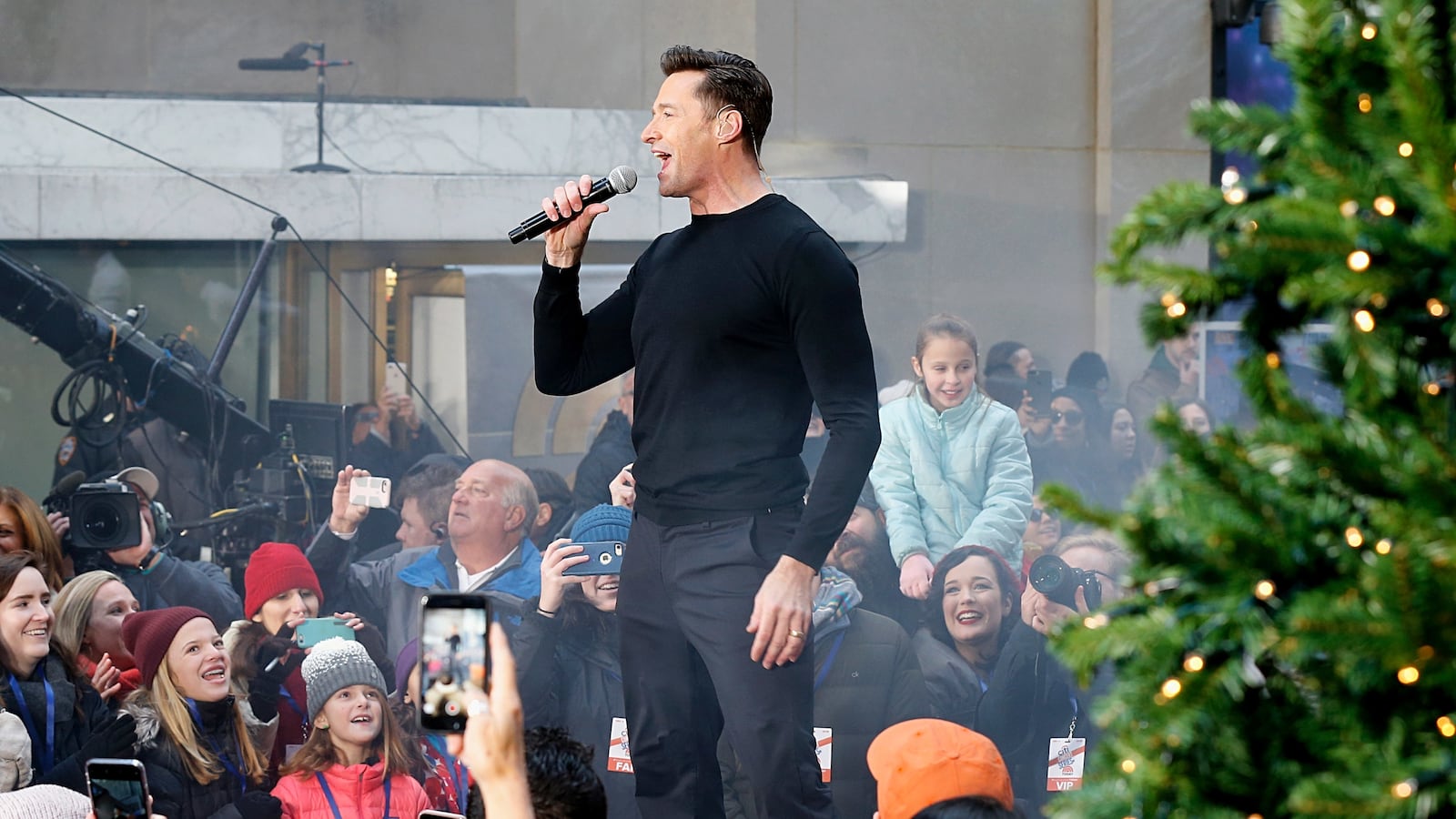 Hugh Jackman performs on NBC's 'Today' Show at Rockefeller Plaza.