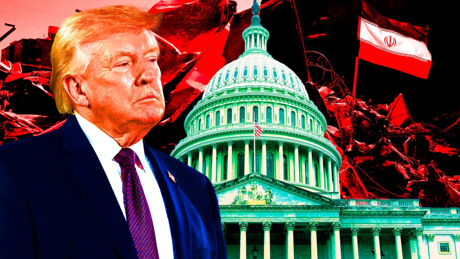 Donald Trump, Iran, Capitol building photo illustration