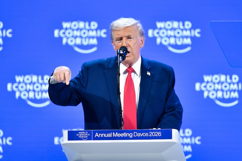 U.S. President Donald Trump addresses the World Economic Forum