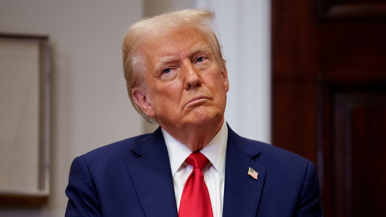 U.S. President Donald Trump appears at a news conference in the Roosevelt Room of the White House on January 21, 2025 in Washington, DC.