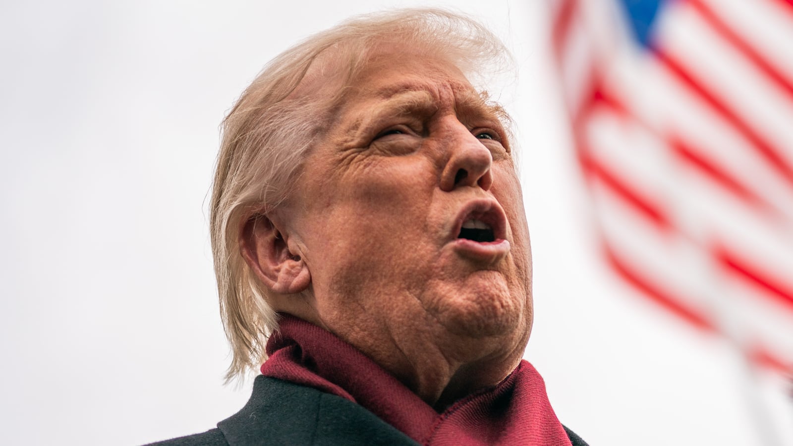 WASHINGTON, DC - NOVEMBER 22: President Donald Trump speaks to members of the press before departing the White House on Marine One in Washington, D.C., on November 22, 2025. (Photo by Allison Robbert/For The Washington Post via Getty Images)
