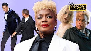 A photo illustration of Aunjanue Ellis-Taylor, Will Smith slapping Chris Rock, and Anya Taylor-Joy for the Obsessed podcast.