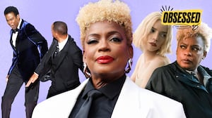 A photo illustration of Aunjanue Ellis-Taylor, Will Smith slapping Chris Rock, and Anya Taylor-Joy for the Obsessed podcast.
