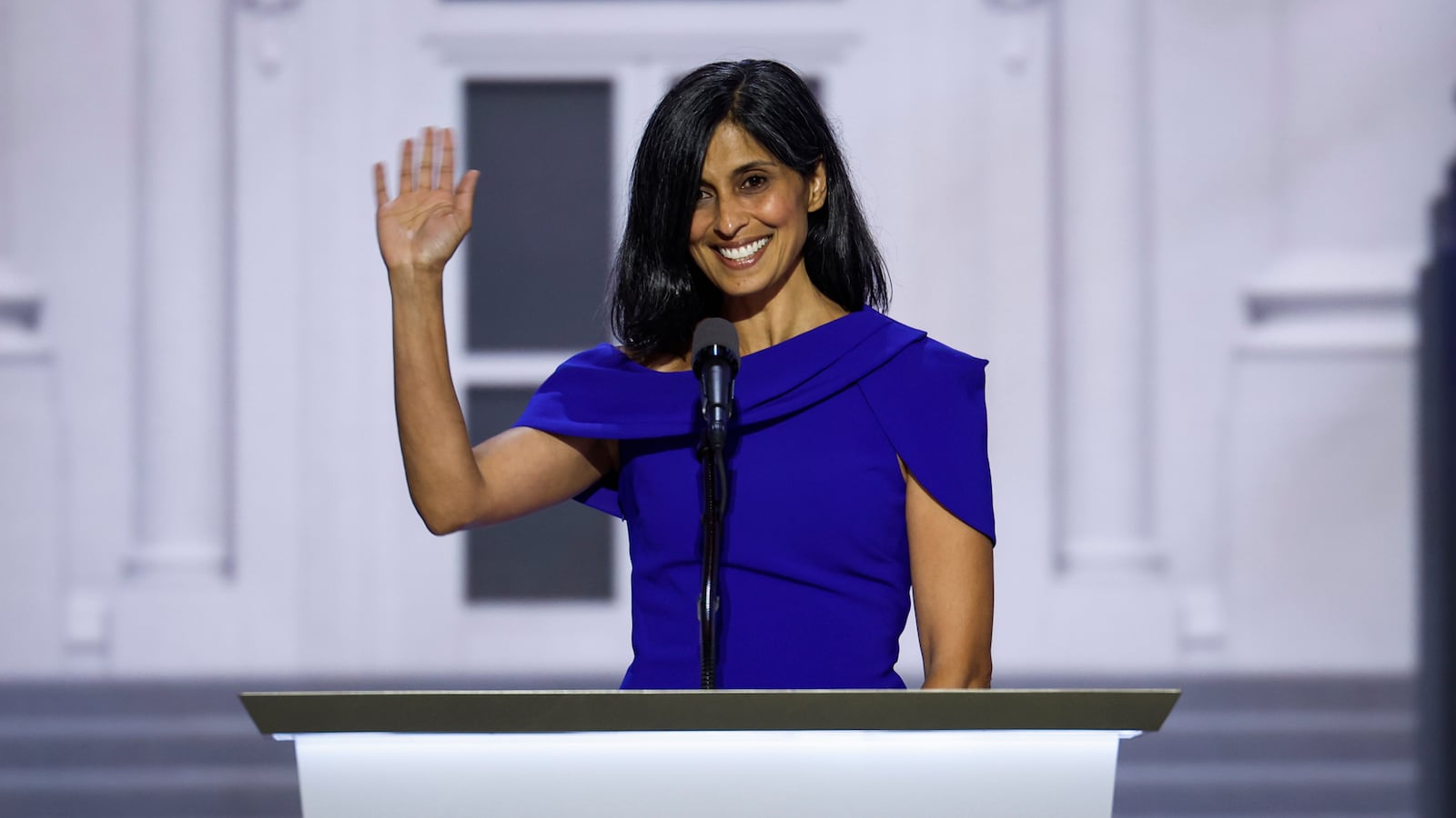 Usha Chilukuri Vance, wife of J.D. Vance speaks on stage on the third day of the Republican National Convention at the Fiserv Forum on July 17, 2024 in Milwaukee, Wisconsin.
