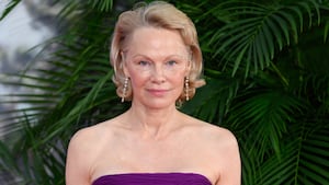 Pamela Anderson attends "The Naked Gun" U.K. Premiere at Cineworld Leicester Square on July 22, 2025, in London.