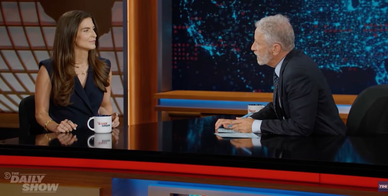 Kaitlan Collins on The Daily Show with Jon Stewart.