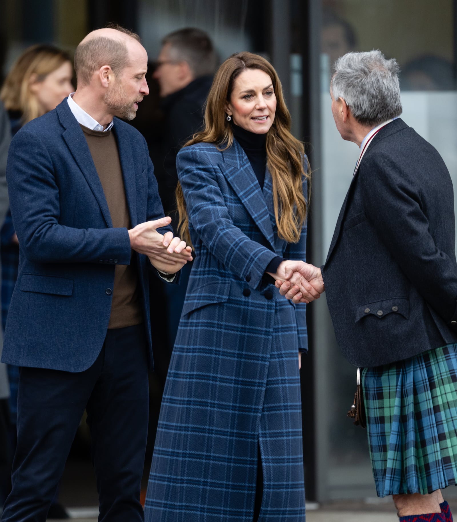 Catherine, Princess of Wales, and William, Prince of Wales, arrive for a visit to the National Curling Academy with Prince William on January 20, 2026, in Stirling, Scotland.