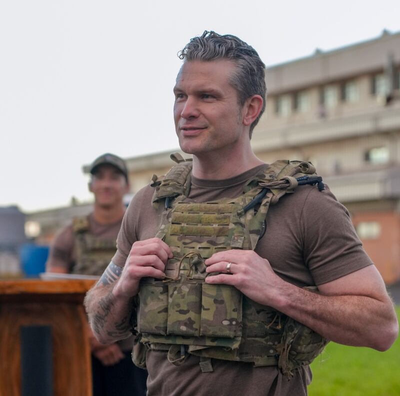 Pete Hegseth in Army camouflage.