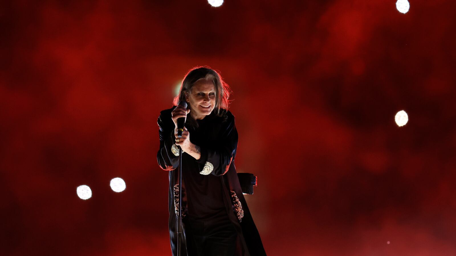 Ozzy Osbourne of Black Sabbath performs during the Birmingham 2022 Commonwealth Games Closing Ceremony at Alexander Stadium on August 08, 2022 on the Birmingham, England.