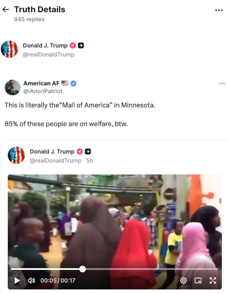 Trump Truth Social post