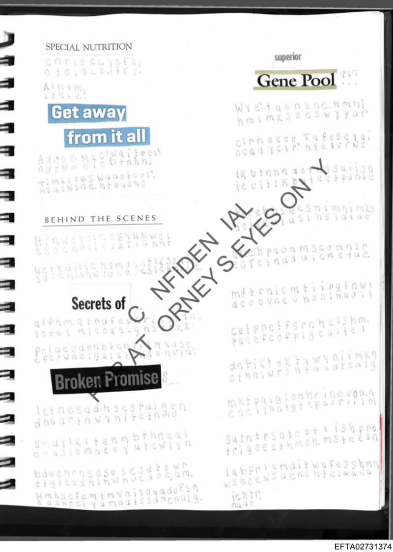 A page found in the Epstein files that features magazine clippings that reference a superior gene pool