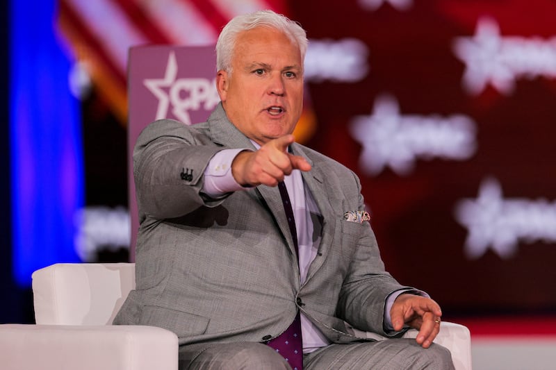 CPAC Chairman Matt Schlapp points a finger during the 2026 Conservative Political Action Conference (CPAC) in Grapevine, Texas, U.S. March 26, 2026. REUTERS/Daniel Cole