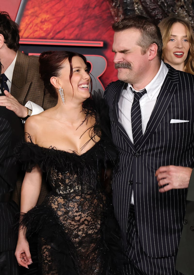 Millie Bobby Brown and David Harbour attend the Los Angeles Premiere of Netflix's "Stranger Things" Season 5