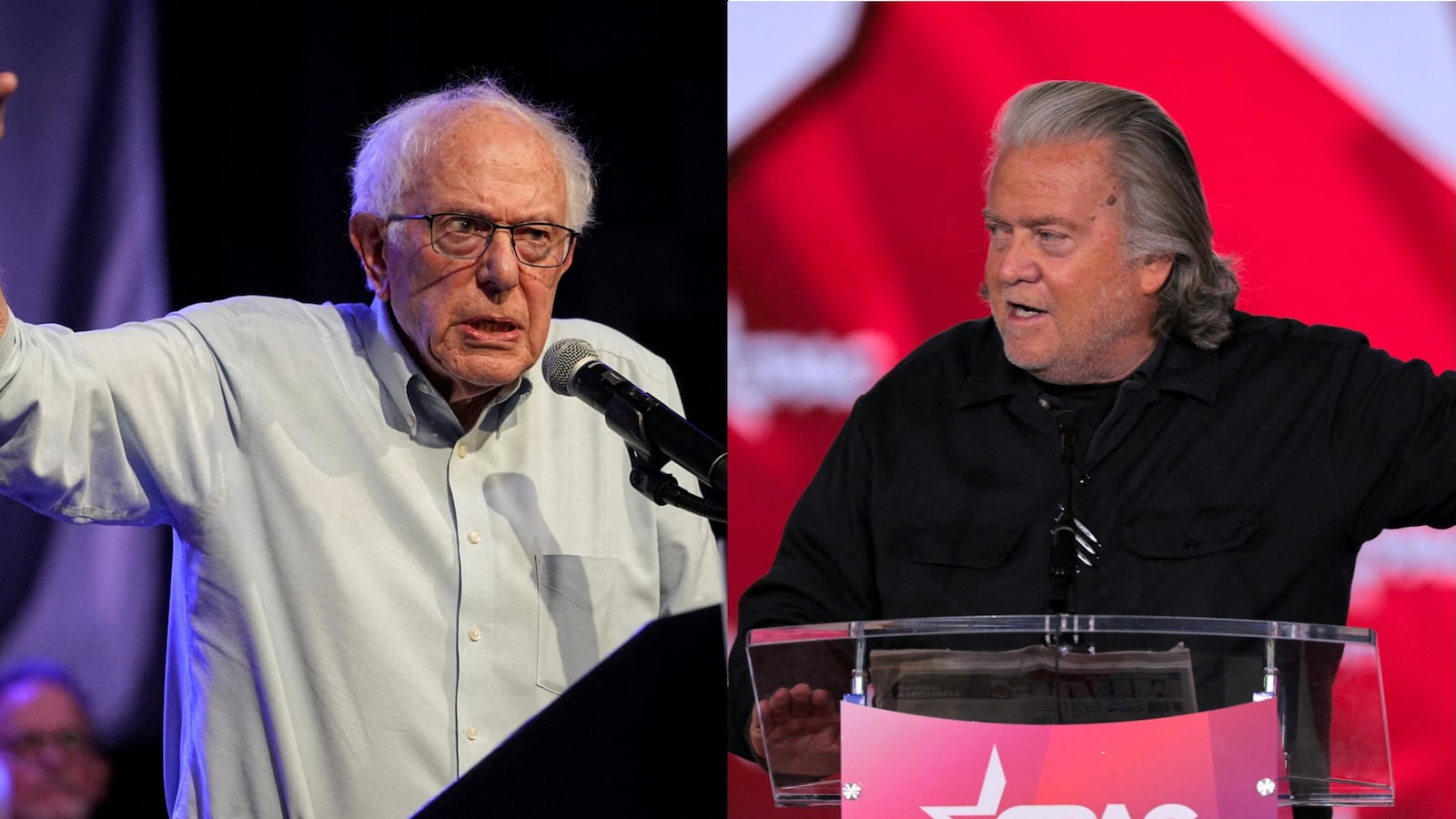Sen. Bernie Sanders and Steve Bannon.